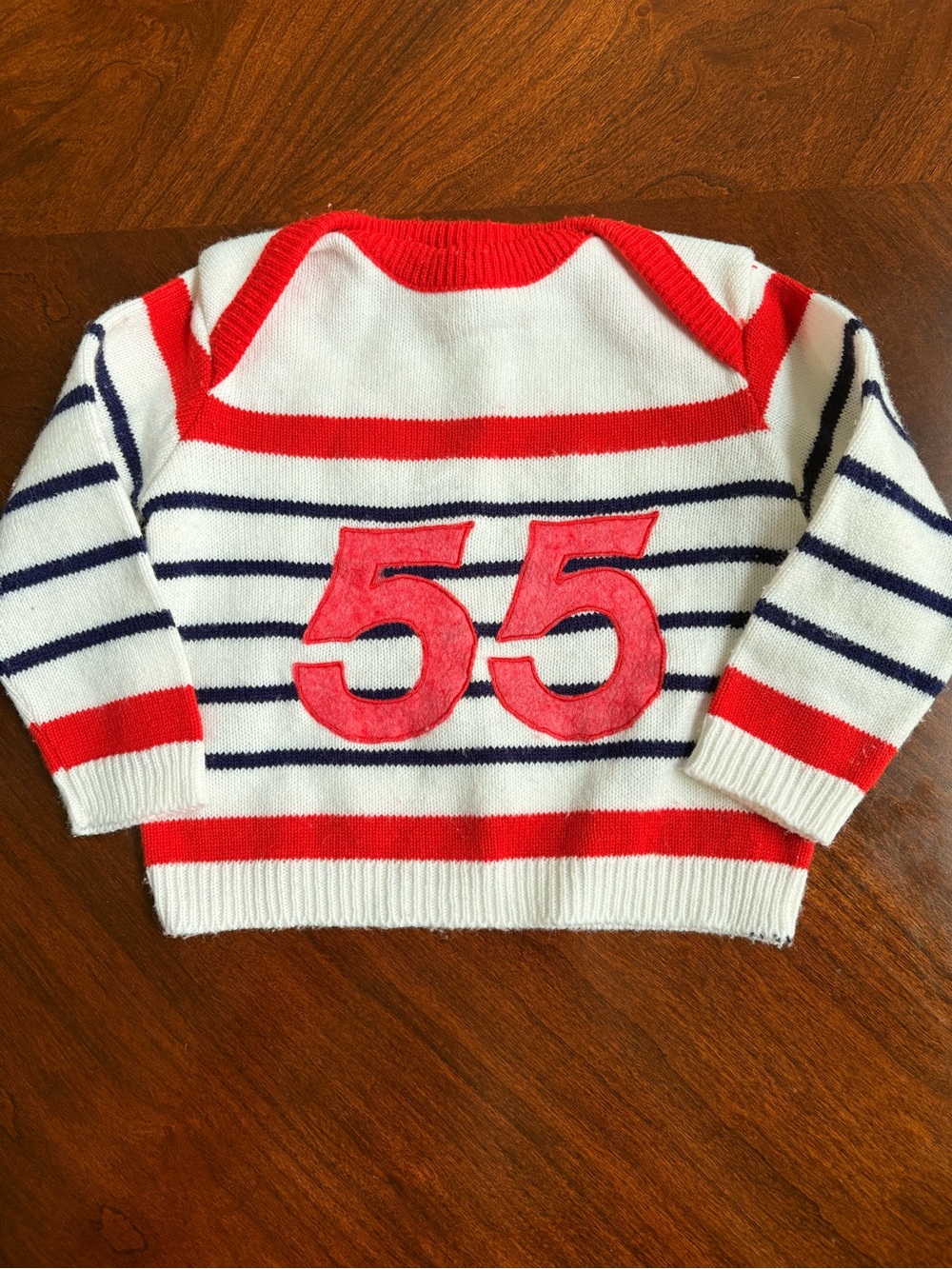 Vintage Little Angel Original Striped Red White Navy Sweater 12 Month